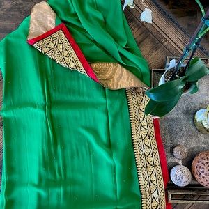 Pure Georgette saree with beads all over  and beautiful work border